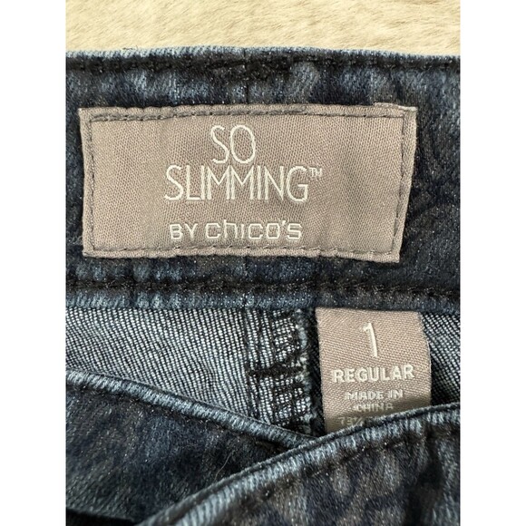 Chicos Blue Floral Trouser Jeans Tapestry Print Ankle Pants Womens 1/8 Medium - Picture 4 of 6